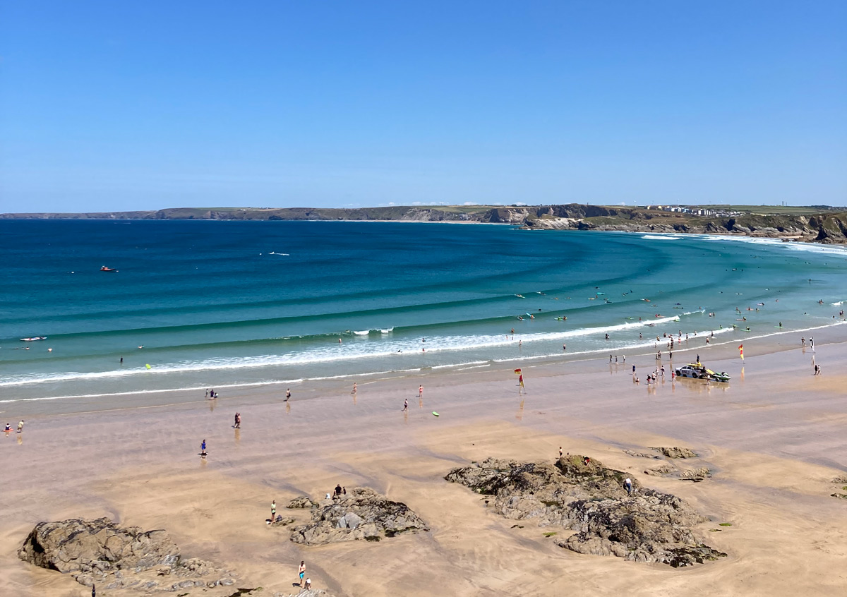 Waves in Newquay Bay - where some of the best surf schools in the UK hold their lessons. 