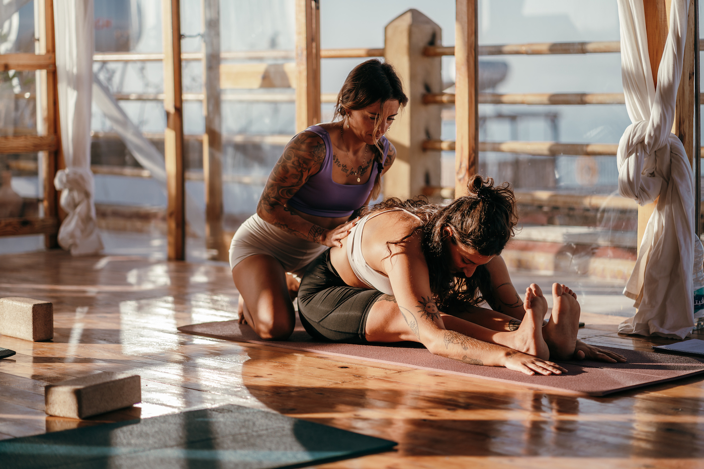 Ines Robim teaching yoga at her Align with Nature Retreat